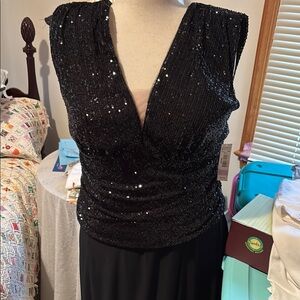 R&MRichards dressy black sequins dress long sleeveless NWT